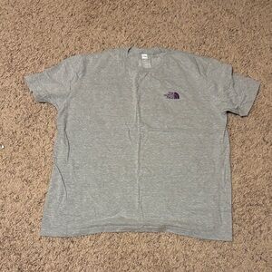 The North Face Men's Gray Tee with Purple Logo